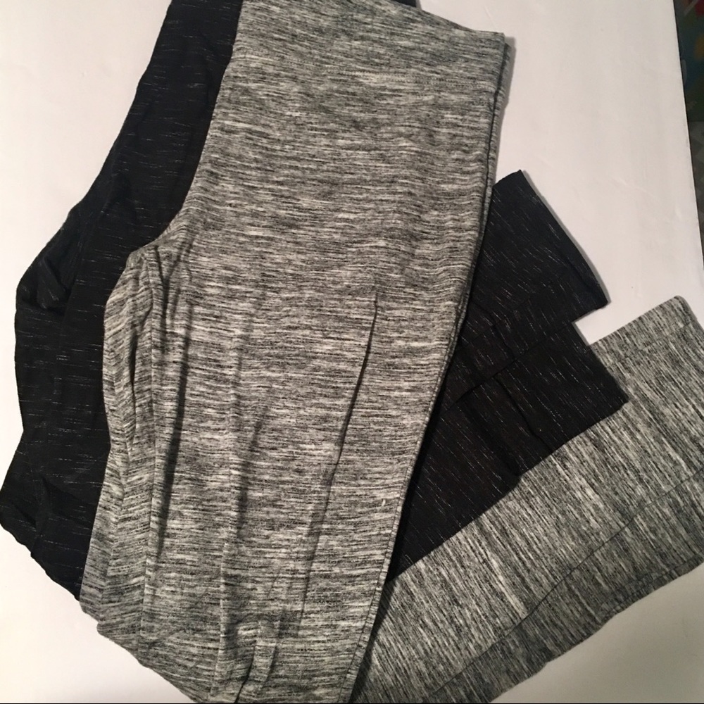 Two pairs Express full-length, mid-rise leggings.